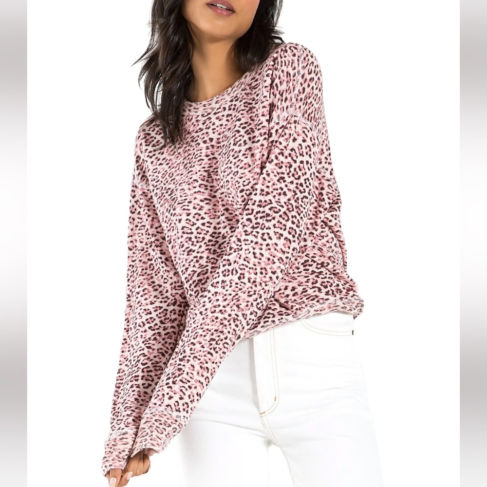 N: Philanthropy Lauren Sweatshirt in Blossom Leopard pink new Small S